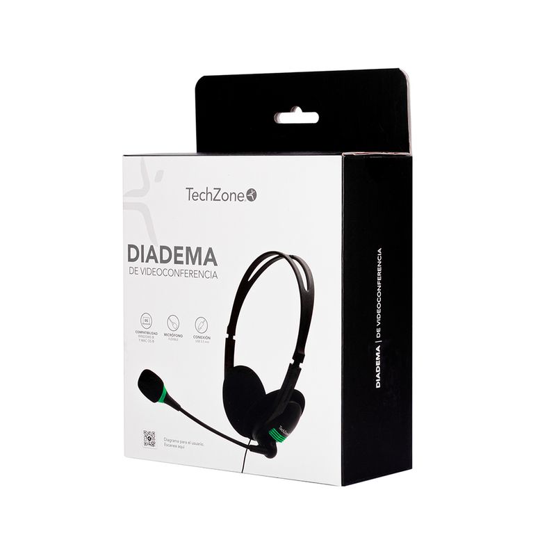 76727 - DIADEMA CON MICROFONO TECHZONE CABLE 1 5M 3 5MM WIN MAC ANDROID