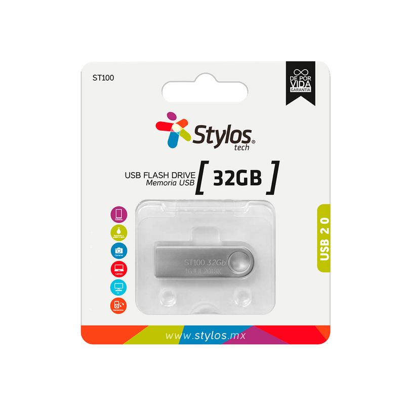 76391 - MEMORIA USB 32GB 2 0 STYLOS METALICA