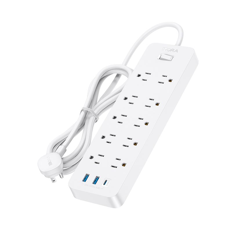 62260 - MULTICONTACTO 10 ENTRADAS, 2 ENTRADAS USB-A, 1 ENTRADA USB-C, CON INTERRUPTOR 16AWG, CABLE 1 5 M