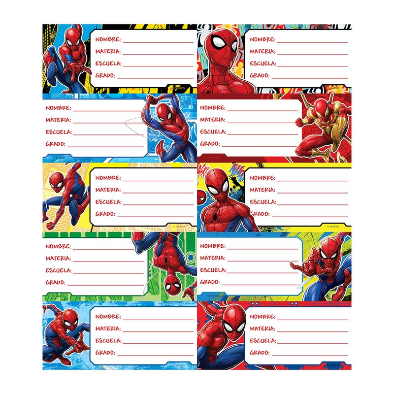 75668 - ETIQUETA ESCOLAR SPIDERMAN CLASICO C/20 PIEZAS