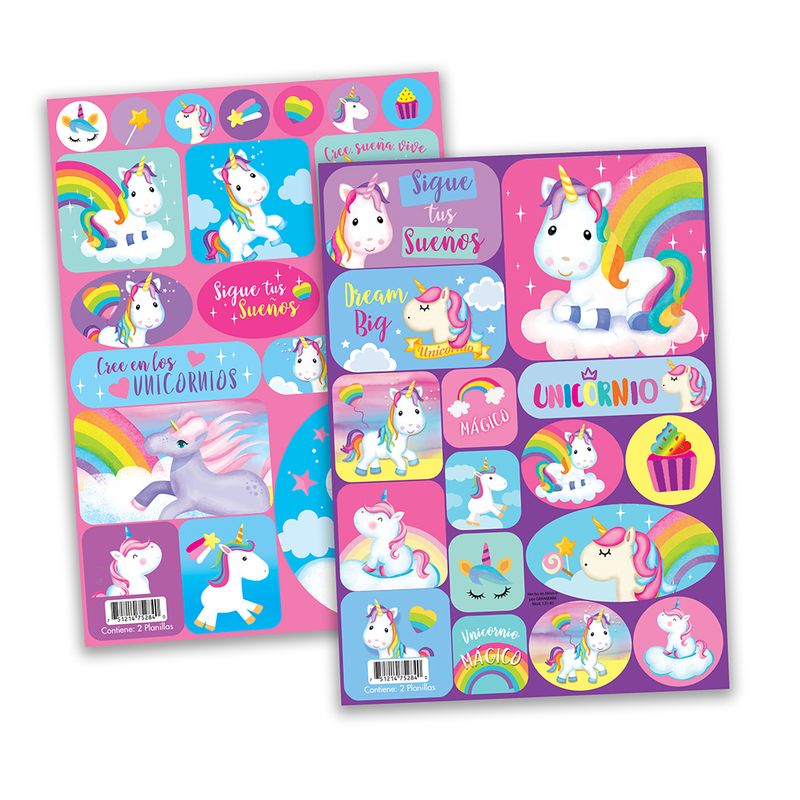 76352 - STICKERS UNICORNIO C/2 PLANILLAS