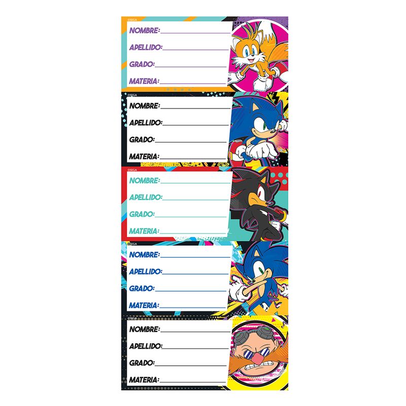 77012 - ETIQUETA ESCOLAR SONIC C/20 PIEZAS