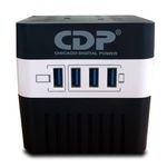 76093 - Regulador de voltaje CDP RU-AVR604 600VA/300W indicadores LED de funcionamiento 4 contactos NEMA 5-15R y 4 puertos USB