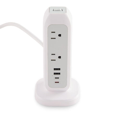 75986 - Torre Multicontacto Verbatim con 11 Tomas de Corriente y Protección contra Sobrecarga Puertos 2xUSB-C 2xUSB-A