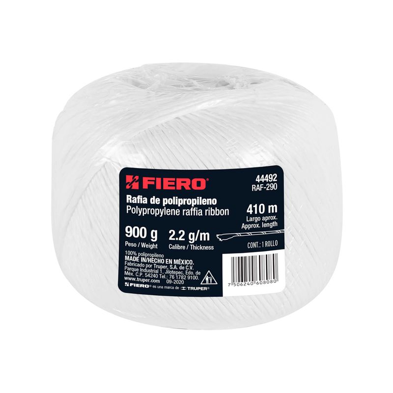 76764 - ROLLO DE RAFIA DE 410M BLANCA CALIBRE 2 2G/M, FIERO