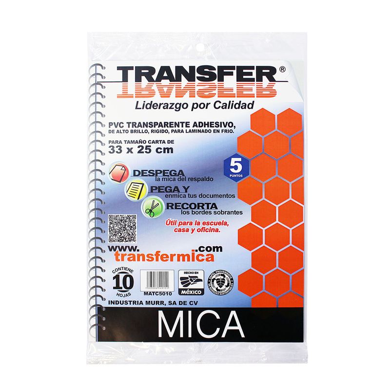 44262 - MICA ADHERIBLE CARTA 33x25cm Paquete:10Hjs