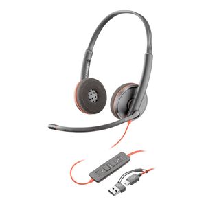 Audifonos Diadema Con Microfono Hp Poly Blackwire 3220 Usb-C, Con Adaptador Usb-A 8X228A6