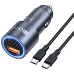 78237 - CARGADOR PARA AUTO 1HORA, 3A, 1 USB-A 18W, 1 USB-C 20W, C/ CABLE USB-C 1 METRO