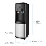 55683 - DESPACHADOR DE AGUA FRIA Y CALIENTE DE PISO COOLWATER, 2 LLAVES, BLANCO & NEGRO