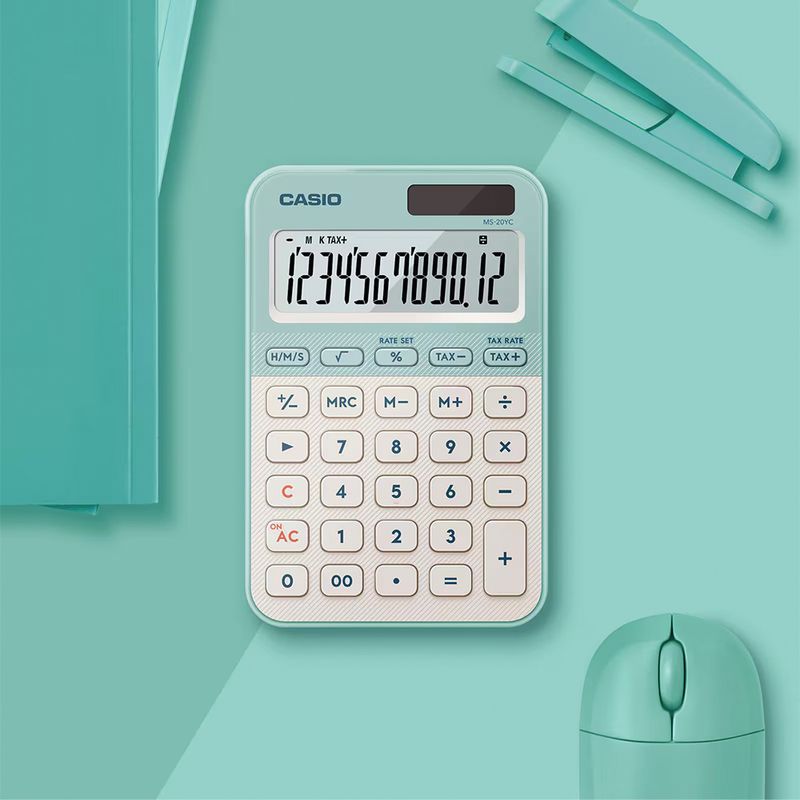 82281 - CALCULADORA ESCRITORIO CASIO MS-20YC-LG 12DIG SOLAR/BATERIA LUZ VERDE