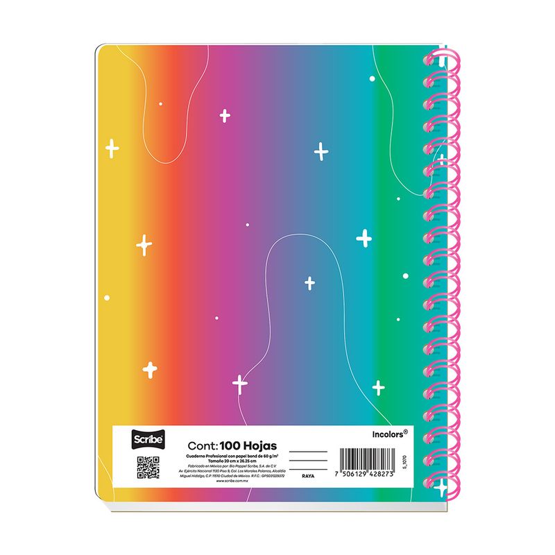 84014 - CUADERNO PROFESIONAL 100H RAYAS INCOLORS