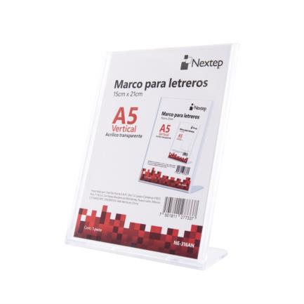 89825 - Marco para Letreros Nextep Vertical A5 15 2X20 3cm Acrilico Transparente